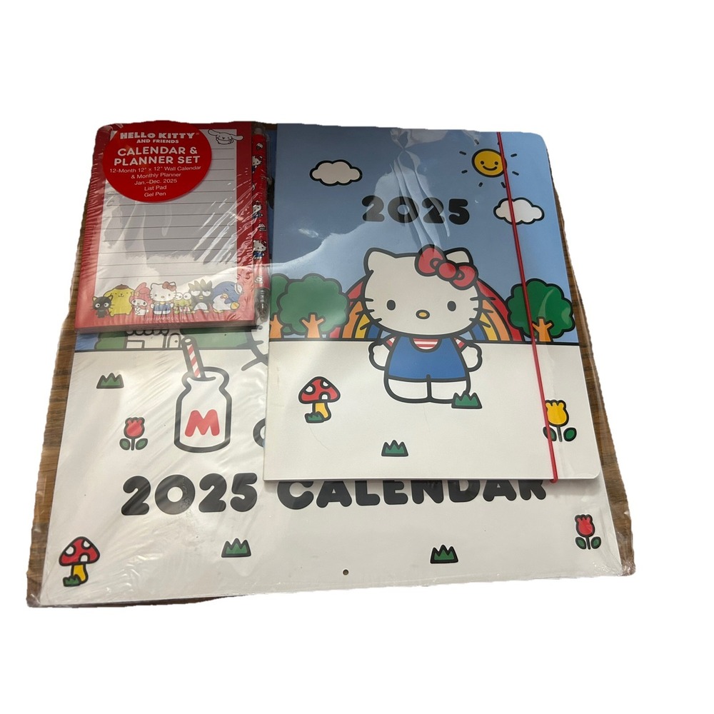 Hello Kitty & Friends 2025 Wall Calendar, Planner, List Pad Gel Pen Set ( New )